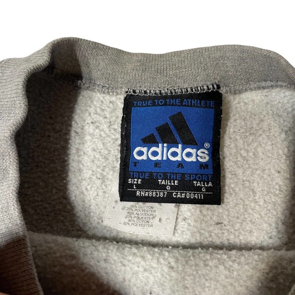 Vintage Adidas Embroidered Men's Sweat Shirt Crew Neck Size Large Gray USA - Picture 3 of 7
